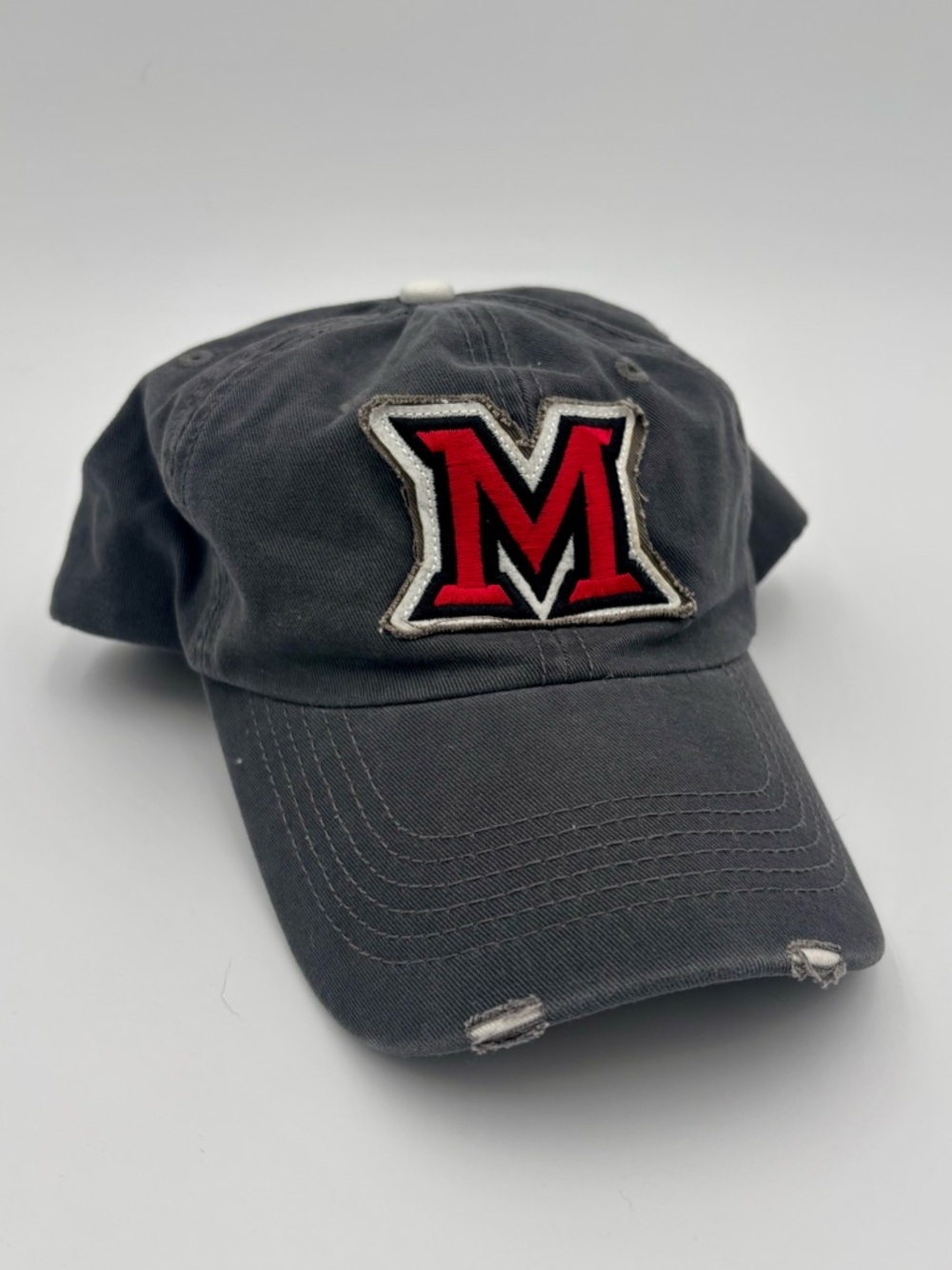 Champion Miami RedHawks Distressed Snapback Hat Gray Embroidered Cap